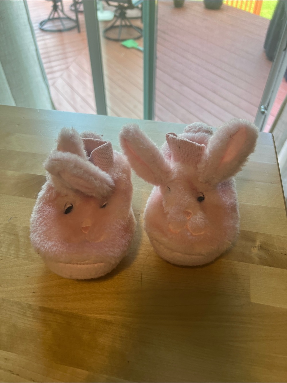 L.L. Bean Pink Bunny Plush Baby Slippers